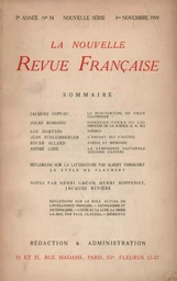 La Nouvelle Revue Française N' 74 (Novembre 1919)