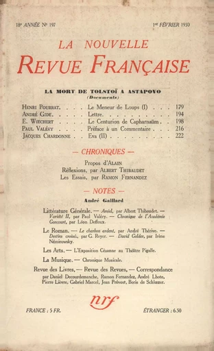 La Nouvelle Revue Française N' 197 (Février 1930) -  - Editions Gallimard - Revues NRF