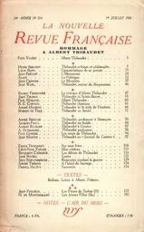 Hommage ŕ Albert Thibaudet N° 274 (Juillet 1936)