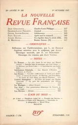 La Nouvelle Revue Française N° 289 (Octobre 1937)