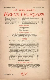 La Nouvelle Revue Française N° 292 (Janvier 1938)