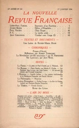 La Nouvelle Revue Française N° 244 (Janvier 1934)