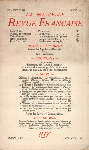 La Nouvelle Revue Française N° 248 (Mai 1934) -  Collectifs - Editions Gallimard - Revues NRF