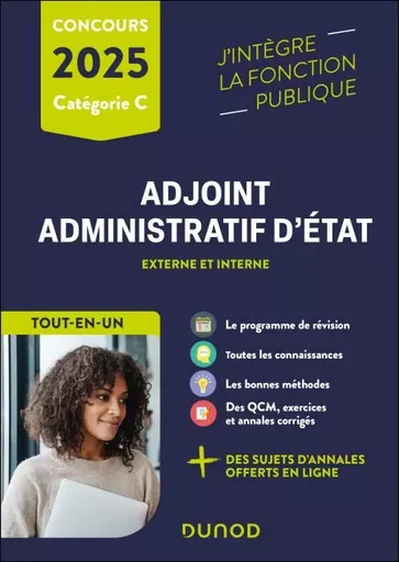 Concours Adjoint administratif d'Etat - 2025 - Externe et interne - Audrey Charmont, Stephen Lédé, Corinne Pelettier, Marie-Virginie Speller, Sylvie Beyssade - Dunod