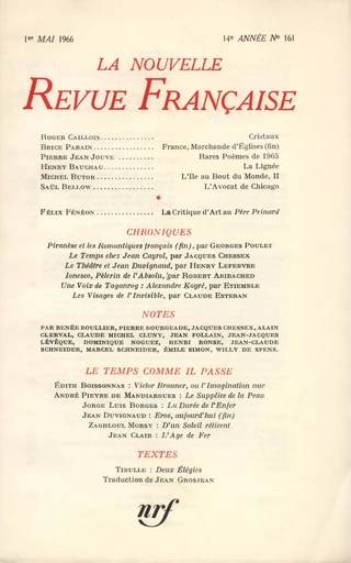 La Nouvelle Revue Française N' 161 (Mai 1966) -  Collectifs - Editions Gallimard - Revues NRF