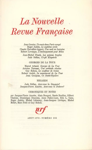 La Nouvelle Revue Française N° 236 - André Gide - Editions Gallimard - Revues NRF