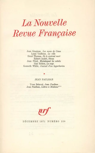 La Nouvelle Revue Française N° 228 - André Gide - Editions Gallimard - Revues NRF