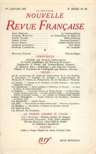 La Nouvelle Nouvelle Revue Française N' 49 (Janvier 1957) - André Gide - Editions Gallimard - Revues NRF