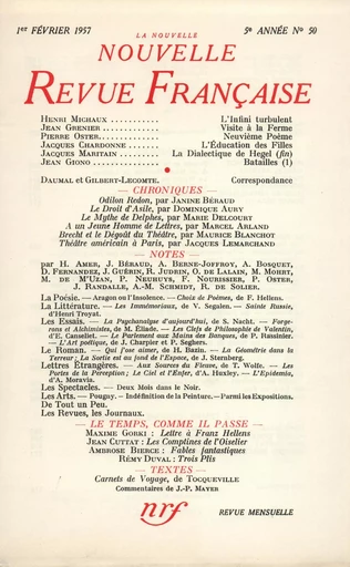 La Nouvelle Nouvelle Revue Française N' 50 (Février 1957) -  Collectifs - Editions Gallimard - Revues NRF