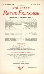 Hommage ŕ Francis Ponge N' 45 (Septembre 1956)