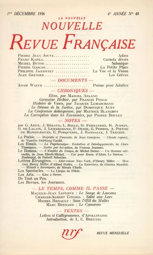 La Nouvelle Nouvelle Revue Française N' 48 (Décembre 1956) -  Collectifs - Editions Gallimard - Revues NRF