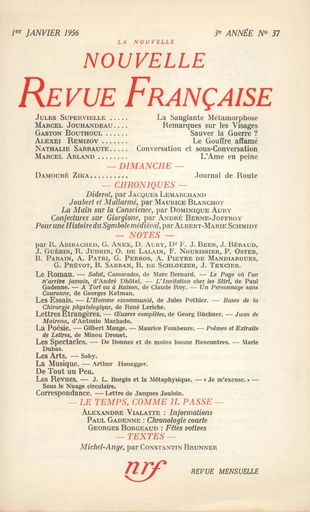 La Nouvelle Nouvelle Revue Française N' 37 (Janvier 1956) -  Collectifs - Editions Gallimard - Revues NRF