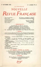 La Nouvelle Nouvelle Revue Française N' 10 (Octobre 1953)