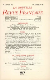 La Nouvelle Revue Française N' 109 (Janvier 1962)