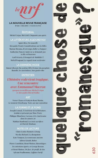 La Nouvelle Revue Française N° 630 (mai 2018) - André Gide - Editions Gallimard - Revues NRF