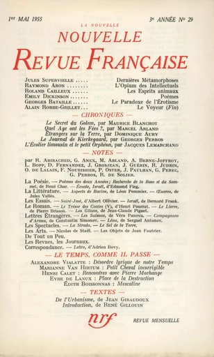 La Nouvelle Nouvelle Revue Française N' 29 (Mai 1955) -  Collectifs - Editions Gallimard - Revues NRF