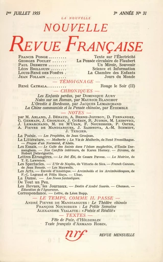 La Nouvelle Nouvelle Revue Française N' 31 (Juillet 1955) -  Collectifs - Editions Gallimard - Revues NRF