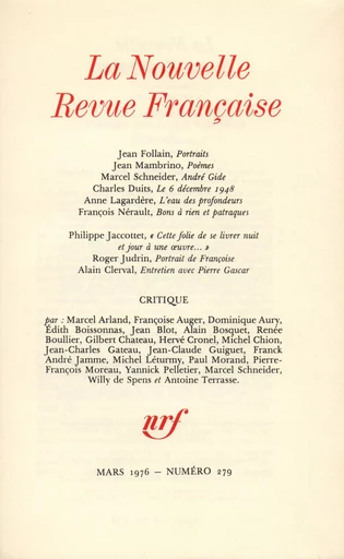 La Nouvelle Revue Française N° 279 - André Gide - Editions Gallimard - Revues NRF