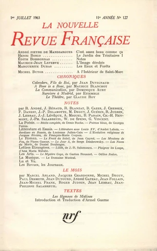 La Nouvelle Revue Française N' 127 (Juillet 1963) - André Gide - Editions Gallimard - Revues NRF