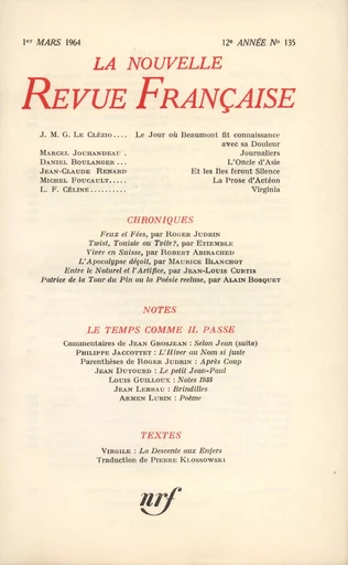 La Nouvelle Revue Française N' 135 (Mars 1964) - André Gide - Editions Gallimard - Revues NRF