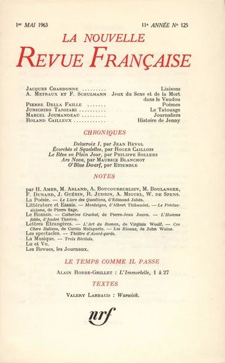 La Nouvelle Revue Française N' 125 (Mai 1963) - André Gide - Editions Gallimard - Revues NRF