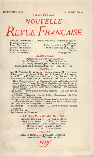 La Nouvelle Nouvelle Revue Française N' 14 (Février 1954) - André Gide - Editions Gallimard - Revues NRF