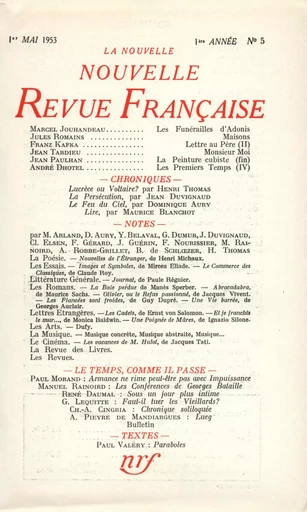 La Nouvelle Nouvelle Revue Française N' 5 (Mai 1953) - André Gide - Editions Gallimard - Revues NRF