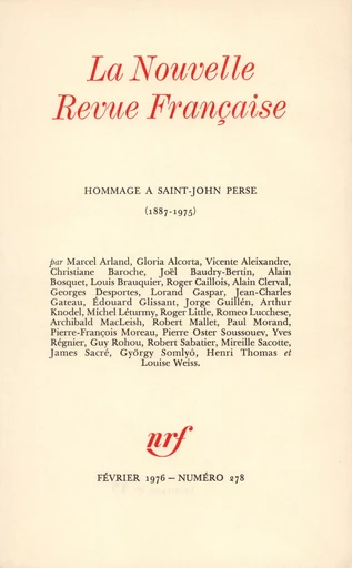 Hommage à Saint-John Perse N° 278 -  Collectifs - Editions Gallimard - Revues NRF