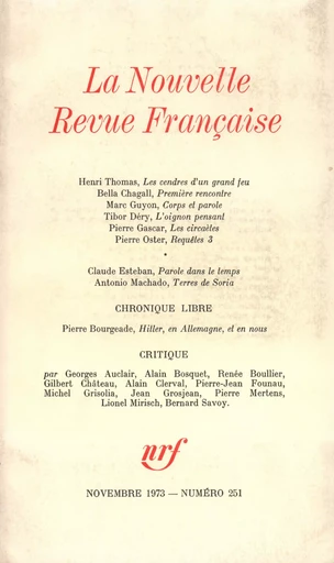 La Nouvelle Revue Française N° 251 - André Gide - Editions Gallimard - Revues NRF