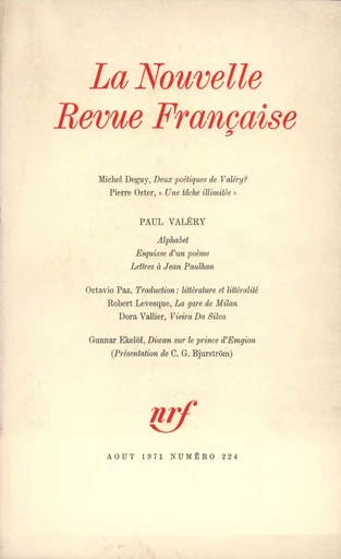 La Nouvelle Revue Française N° 224 -  Collectifs - Editions Gallimard - Revues NRF