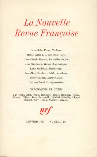 La Nouvelle Revue Française N° 241 - André Gide - Editions Gallimard - Revues NRF