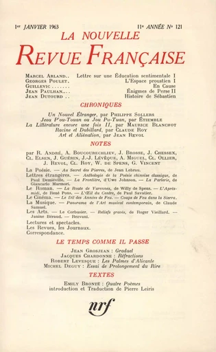 La Nouvelle Revue Française N' 121 (Janvier 1963) -  Collectifs - Editions Gallimard - Revues NRF