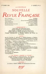 La Nouvelle Nouvelle Revue Française N' 15 (Mars 1954)