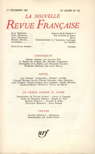 La Nouvelle Revue Française N' 132 (Décembre 1963) - André Gide - Editions Gallimard - Revues NRF