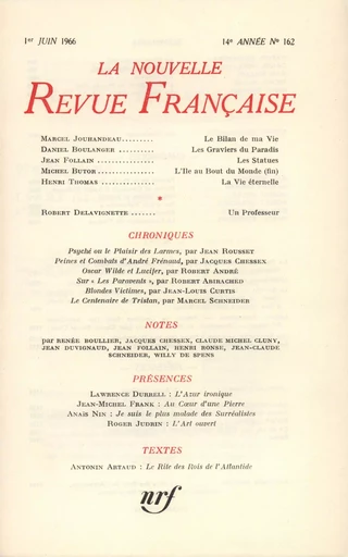 La Nouvelle Revue Française N' 162 (Juin 1966) - André Gide - Editions Gallimard - Revues NRF