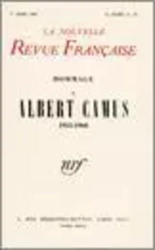 Hommage ŕ Albert Camus N' 87 (Mars 1960) - André Gide - Editions Gallimard - Revues NRF