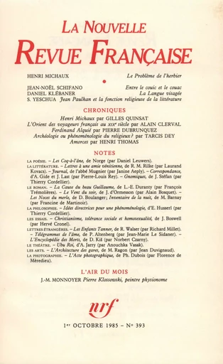 La Nouvelle Revue Française N° 393 - André Gide - Editions Gallimard - Revues NRF