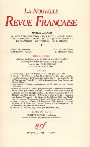 La Nouvelle Revue Française N° 399 - André Gide - Editions Gallimard - Revues NRF