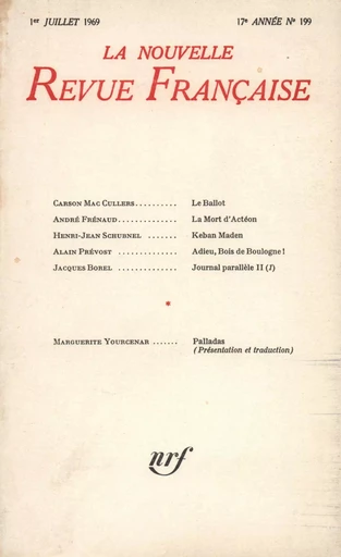 La Nouvelle Revue Française n° 199 (Juillet 1969) - André Gide - Editions Gallimard - Revues NRF