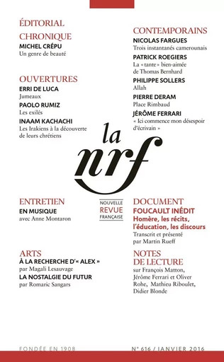 La Nouvelle Revue Française N° 616 -  Collectifs - Editions Gallimard - Revues NRF