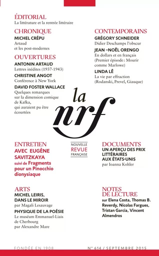 La Nouvelle Revue Française N° 614 -  Collectifs - Editions Gallimard - Revues NRF