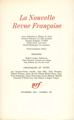 La Nouvelle Revue Française N° 239 - André Gide - Editions Gallimard - Revues NRF