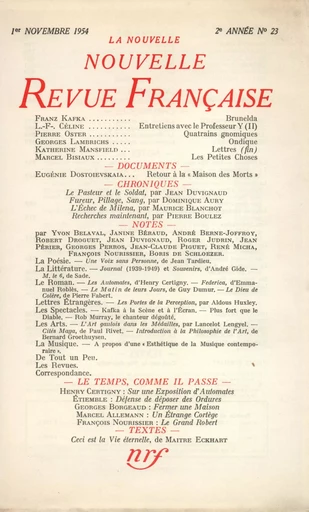 La Nouvelle Nouvelle Revue Française N' 23 (Novembre 1954) -  Collectifs - Editions Gallimard - Revues NRF