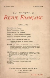 La Nouvelle Revue Française N' 63 (Mars 1914)