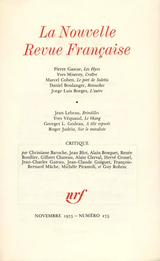 La Nouvelle Revue Française N° 275 - André Gide - Editions Gallimard - Revues NRF