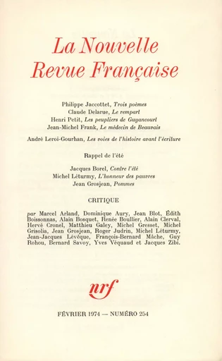 La Nouvelle Revue Française N° 254 - André Gide - Editions Gallimard - Revues NRF