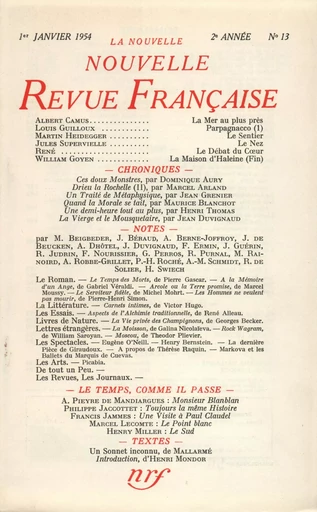 La Nouvelle Nouvelle Revue Française N' 13 (Janvier 1954) -  Collectifs - Editions Gallimard - Revues NRF