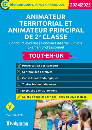 Animateur territorial et Animateur principal de 2e classe - Tout-en-un - Catégorie B – Concours 2024-2025 - Marc Dalens - Studyrama