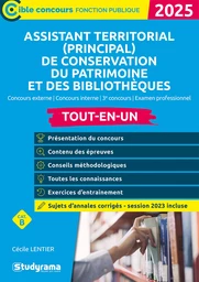 Assistant territorial (principal) de conservation du patrimoine et des bibliothèques - Tout-en-un - Catégorie B – Concours 2025