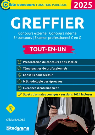 Greffier – Tout-en-un – Catégorie B – Concours 2025 - Olivia Baldes - Studyrama